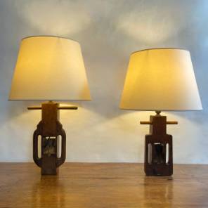 Pair of Lamps made from Wood Planes